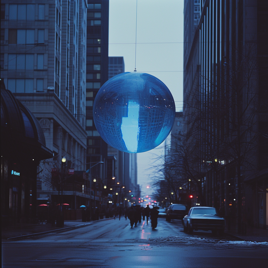 Blue Orb in City