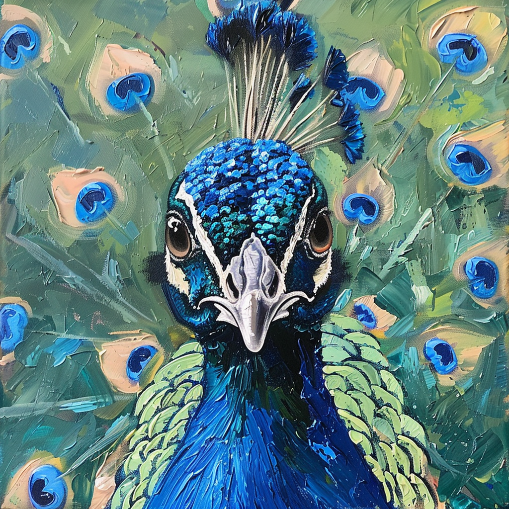 Blue peacock acrylic painting camera