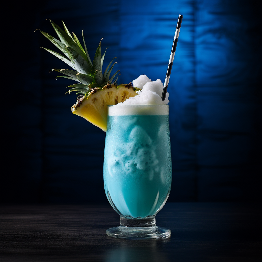 Refreshing blue piña colada cocktail