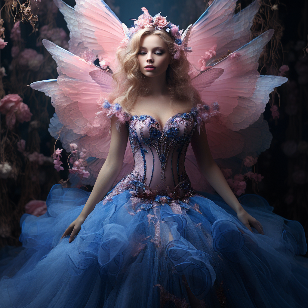 Beautiful blue and pink gown for a fairy