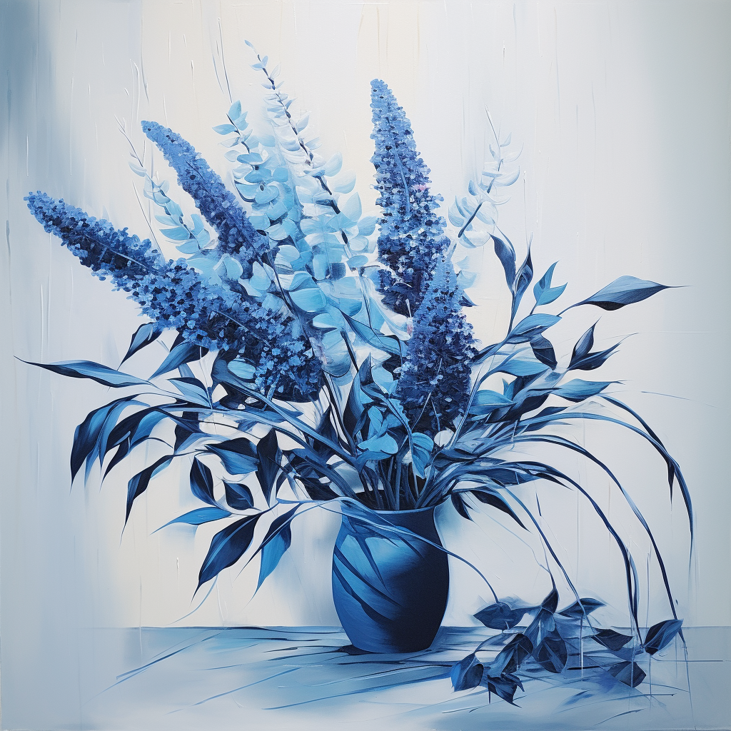 Beautiful blue plants canvas oil painting