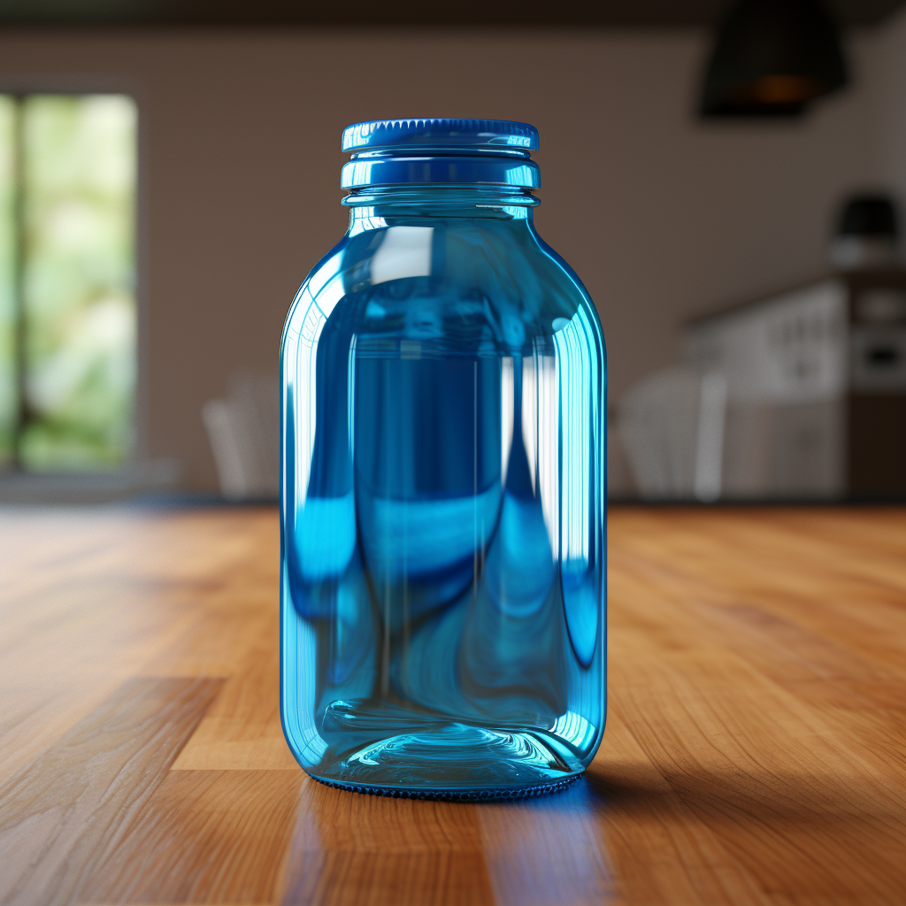 Blue plastic bottle with open cap