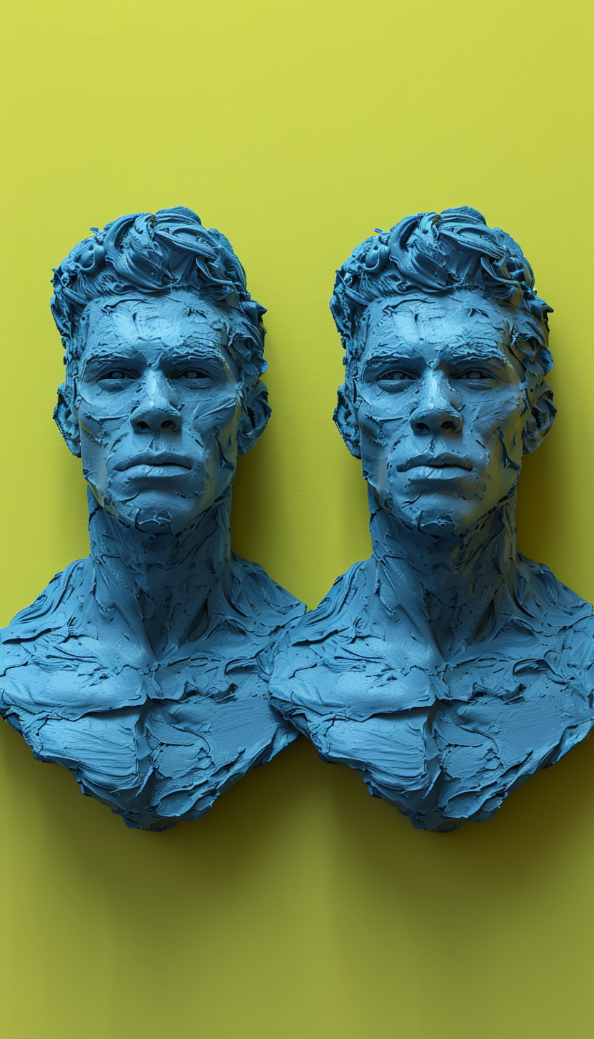 Natural-looking clay busts of men