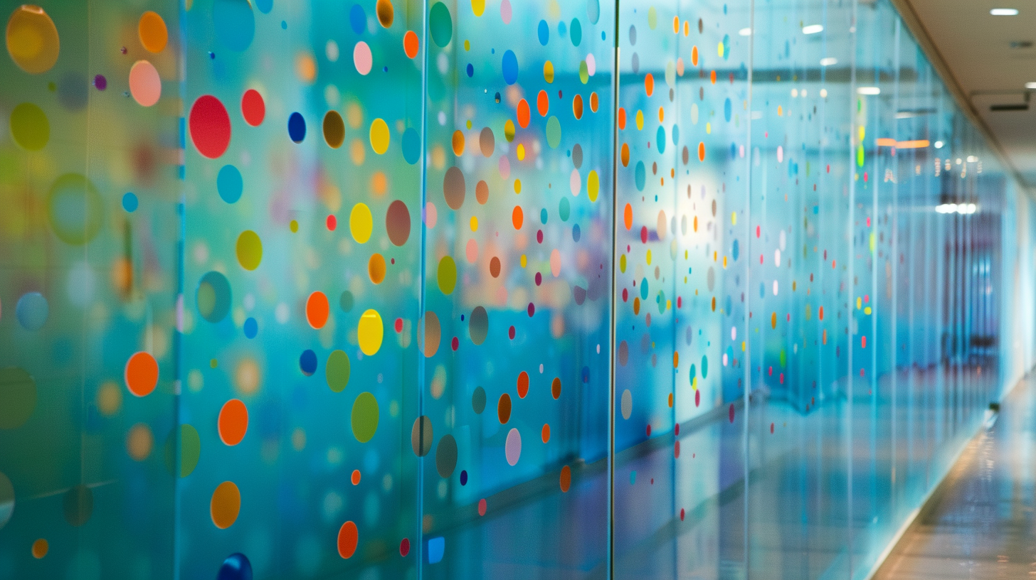 Colorful dots on blue plexiglass