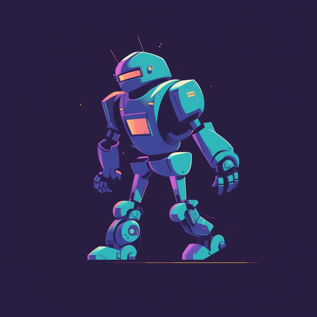 Excited Blue Purple Robot Walking Animation