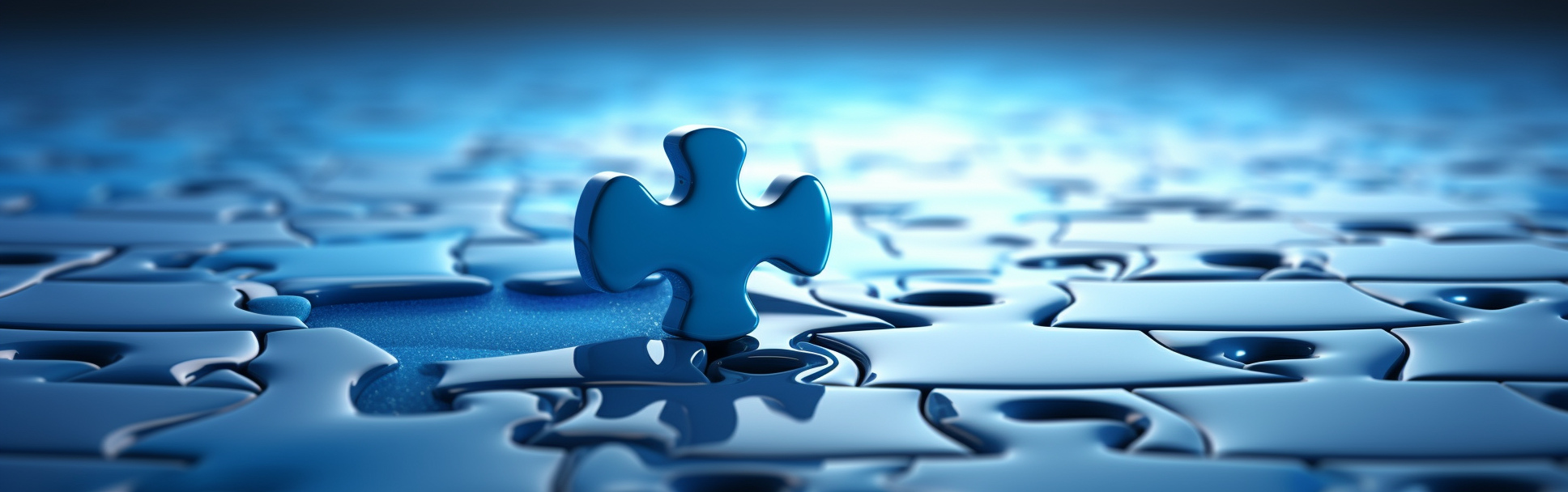 blue puzzle piece focused realistic