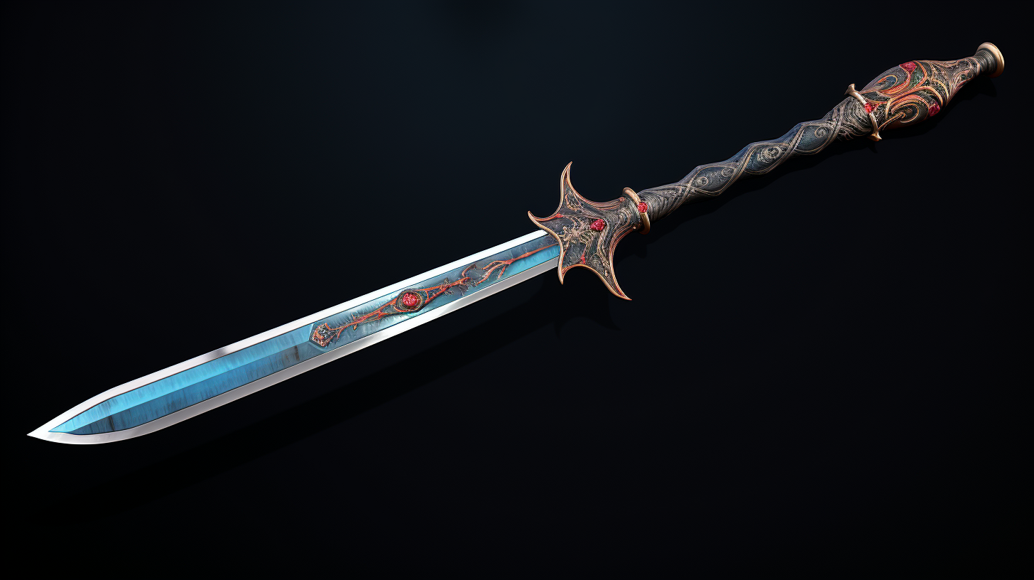 Longsword with Blue and Red Pattern Ornaments