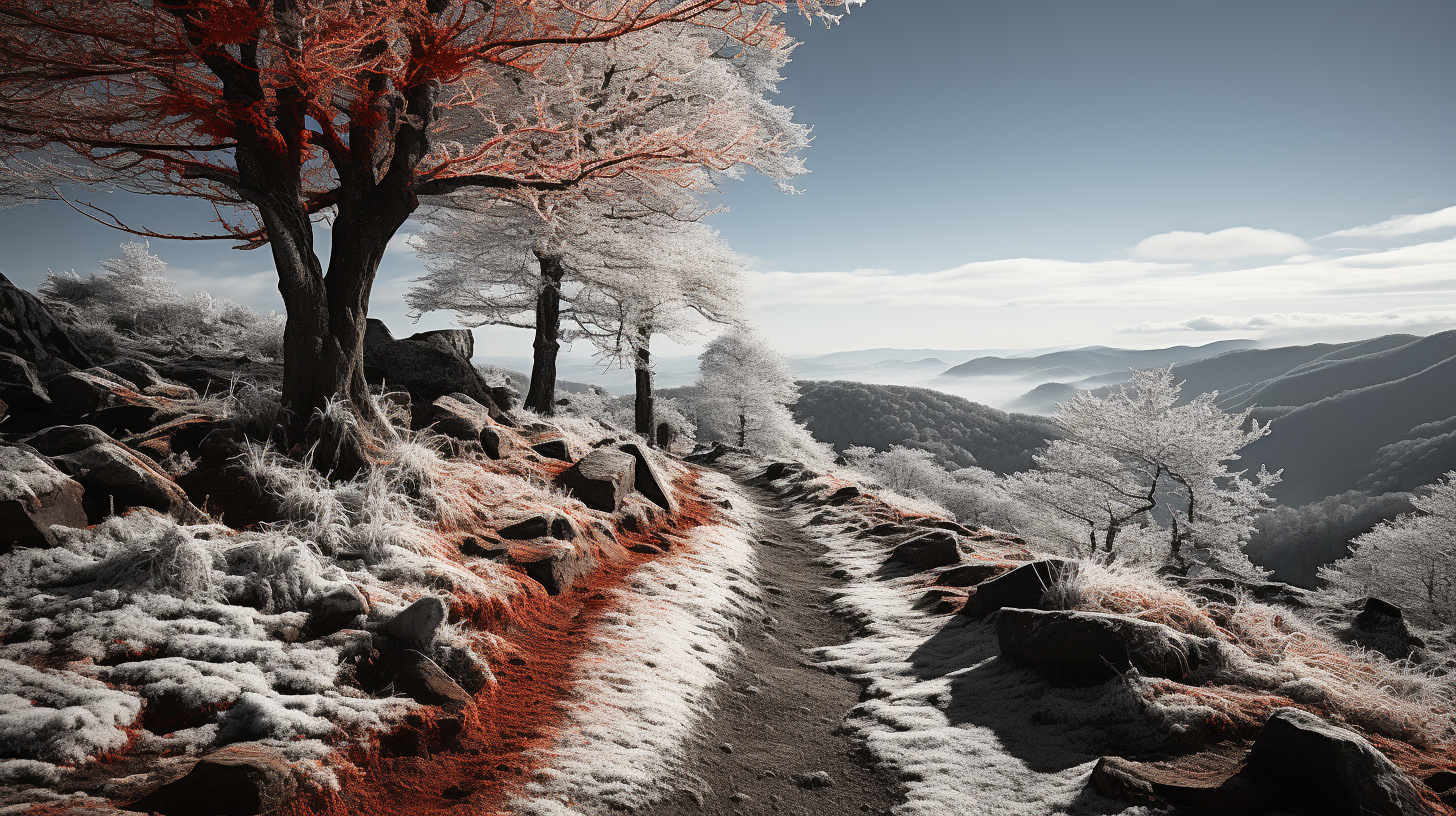 Snowy Blue Ridge Parkway Mountains