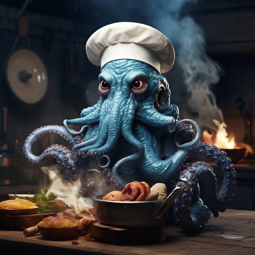 Blue Ring Octopus Pirate Chef Dinosaur