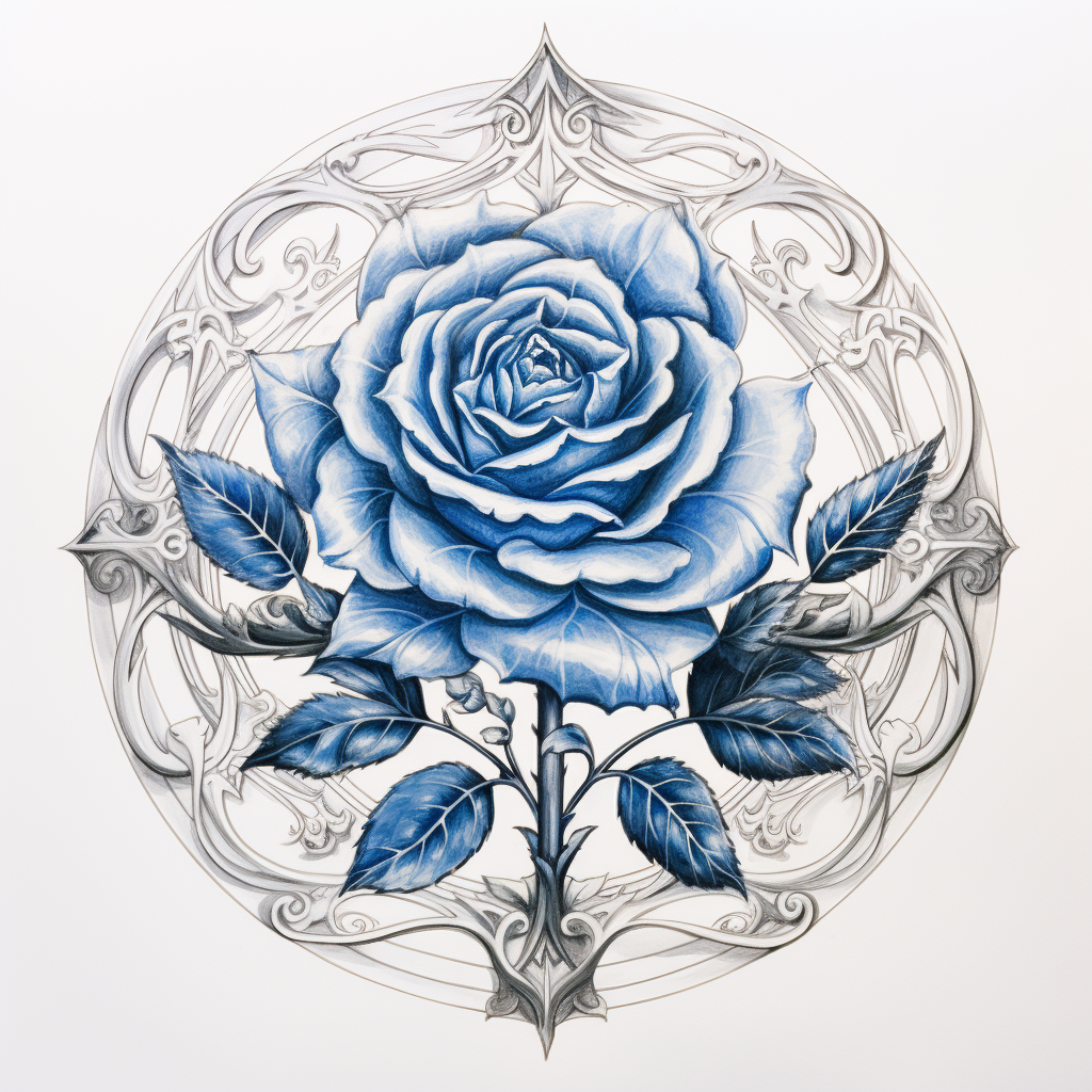 Medieval Crest Logo with Blue Rose