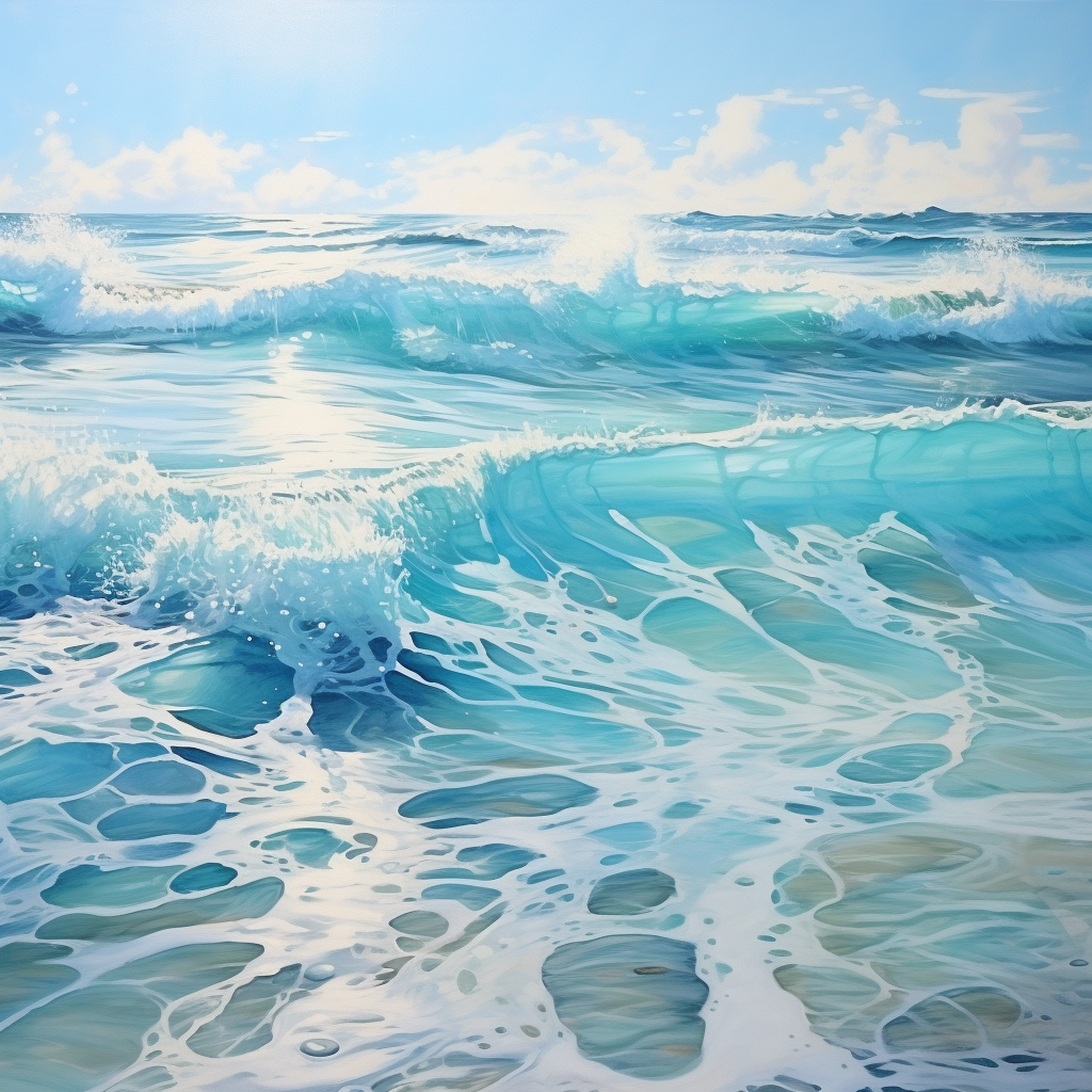 Light pastel blue sea painting