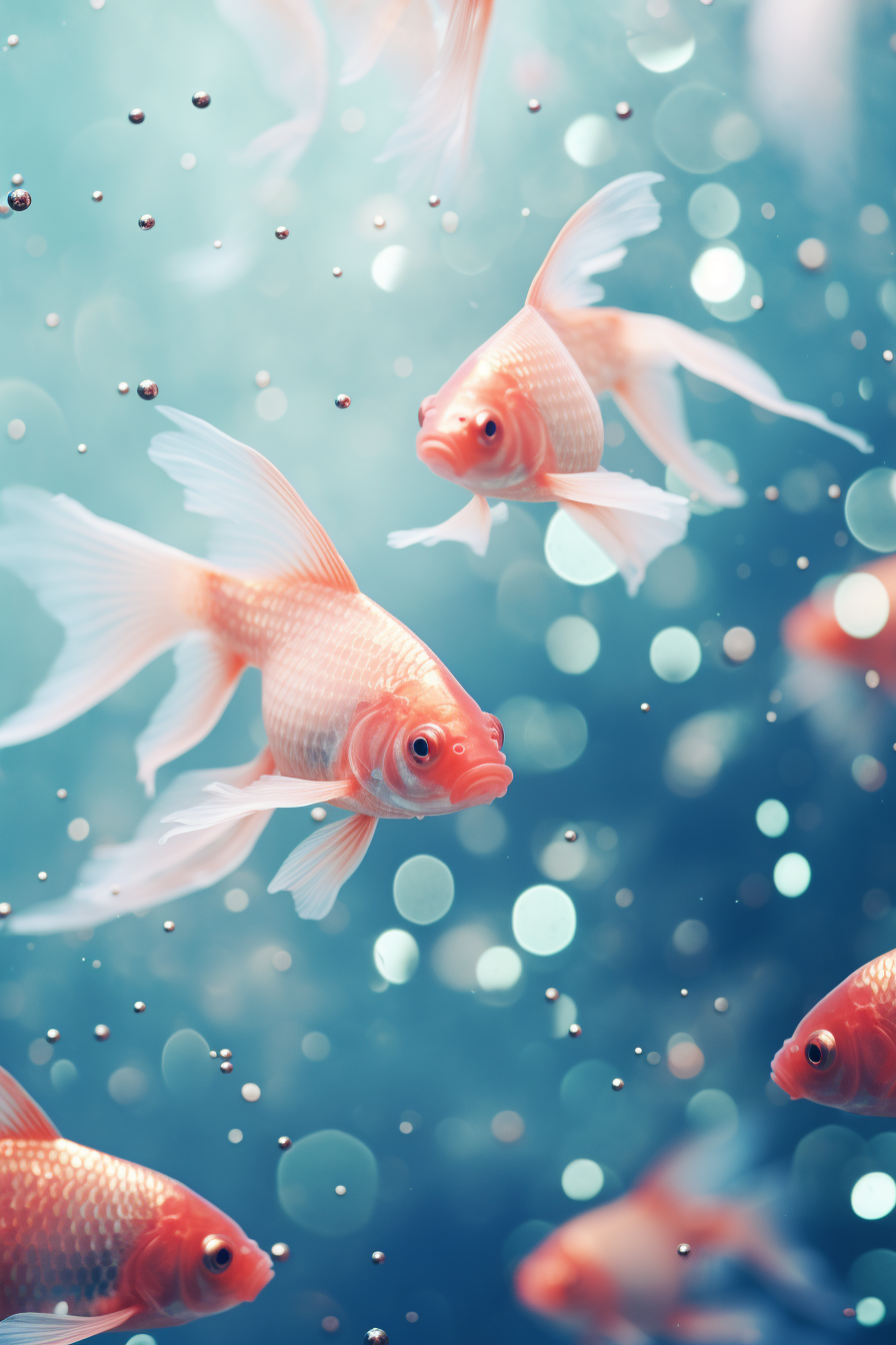 Vibrant red fishes in a blue sea