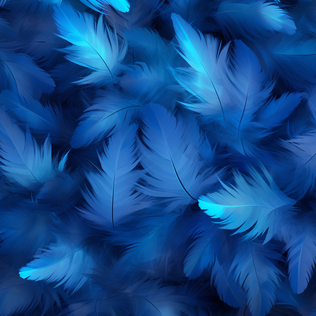 Blue shining feathers in low polygon style