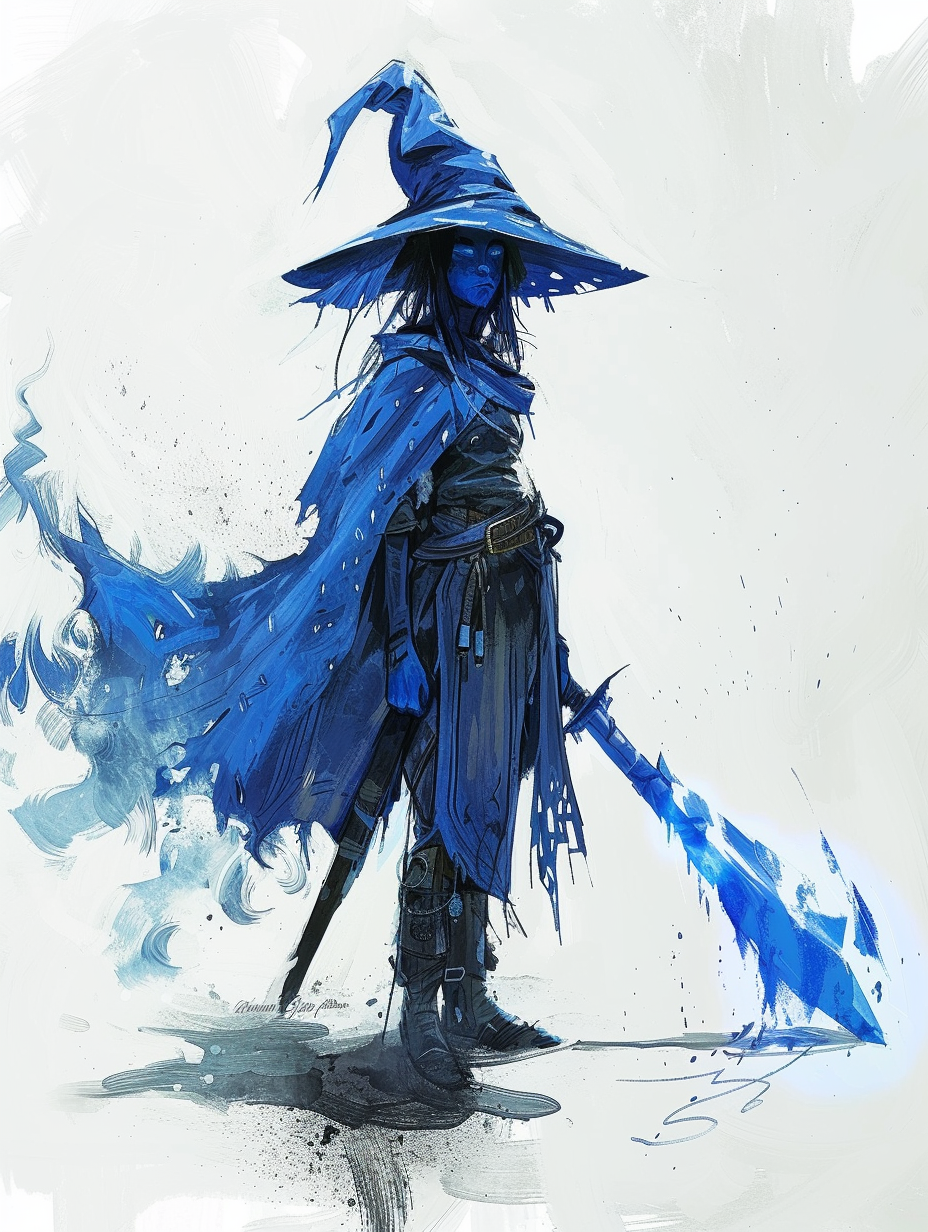 Blue Skin Witch with Greatsword