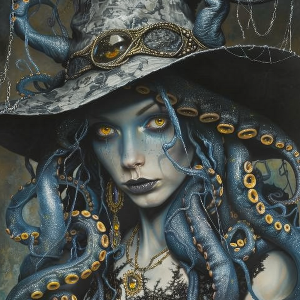 Blue Skinned Witch with Tentacles