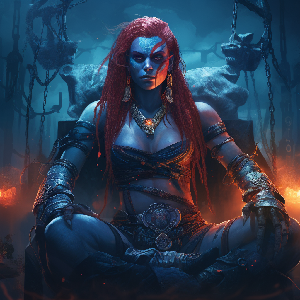 Orc warrior girl with lightning