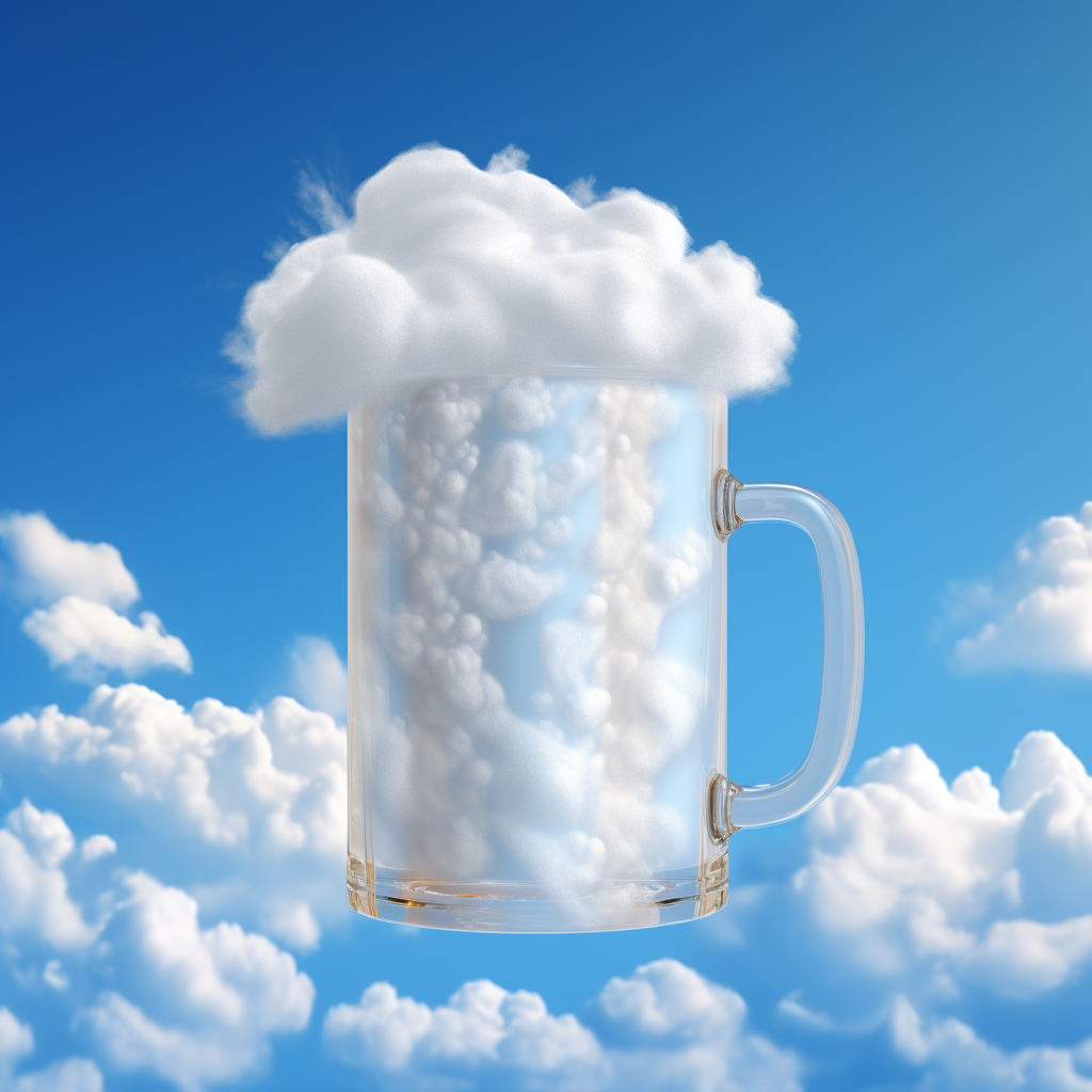 Blue Sky White Puffy Cloud Beer Foam Image