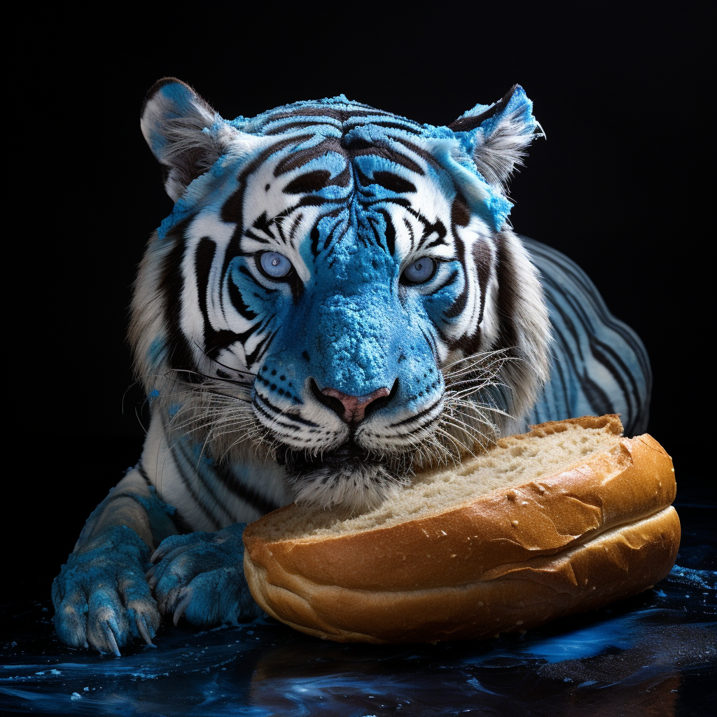 Blue Tiger resting on bread