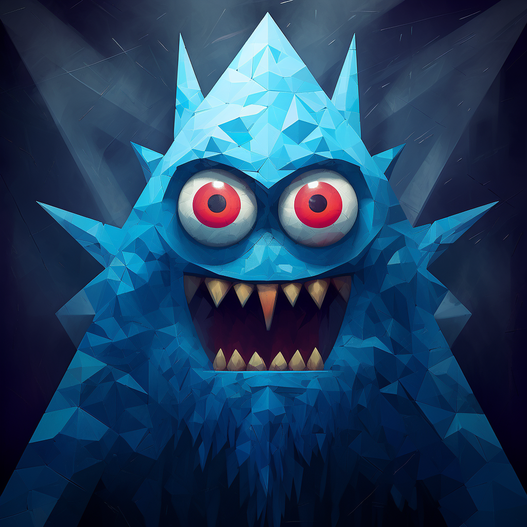 Blue triangle monster causing chaos