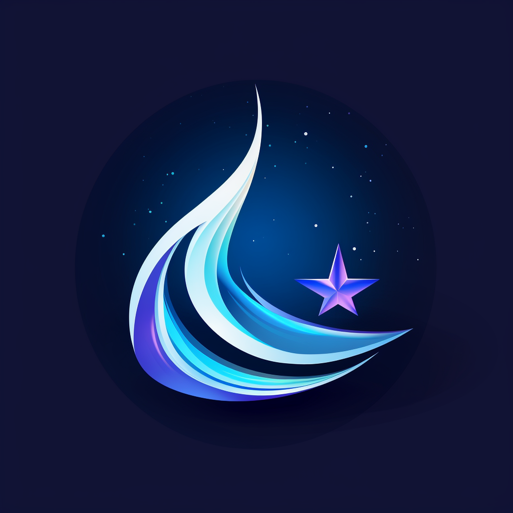 Logo of blue triangular shooting star