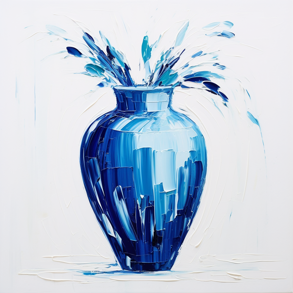 Colorful blue vase on white background