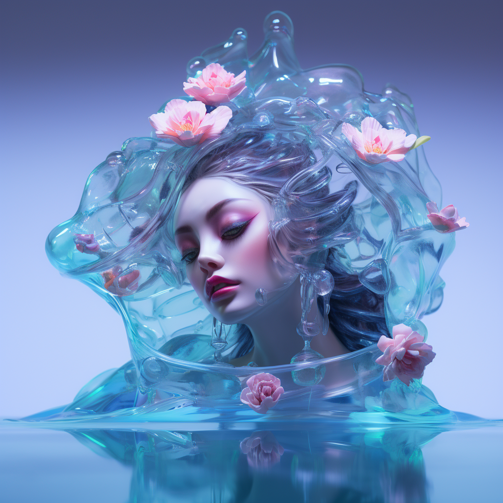 Human with Blue Water and Flower Crown