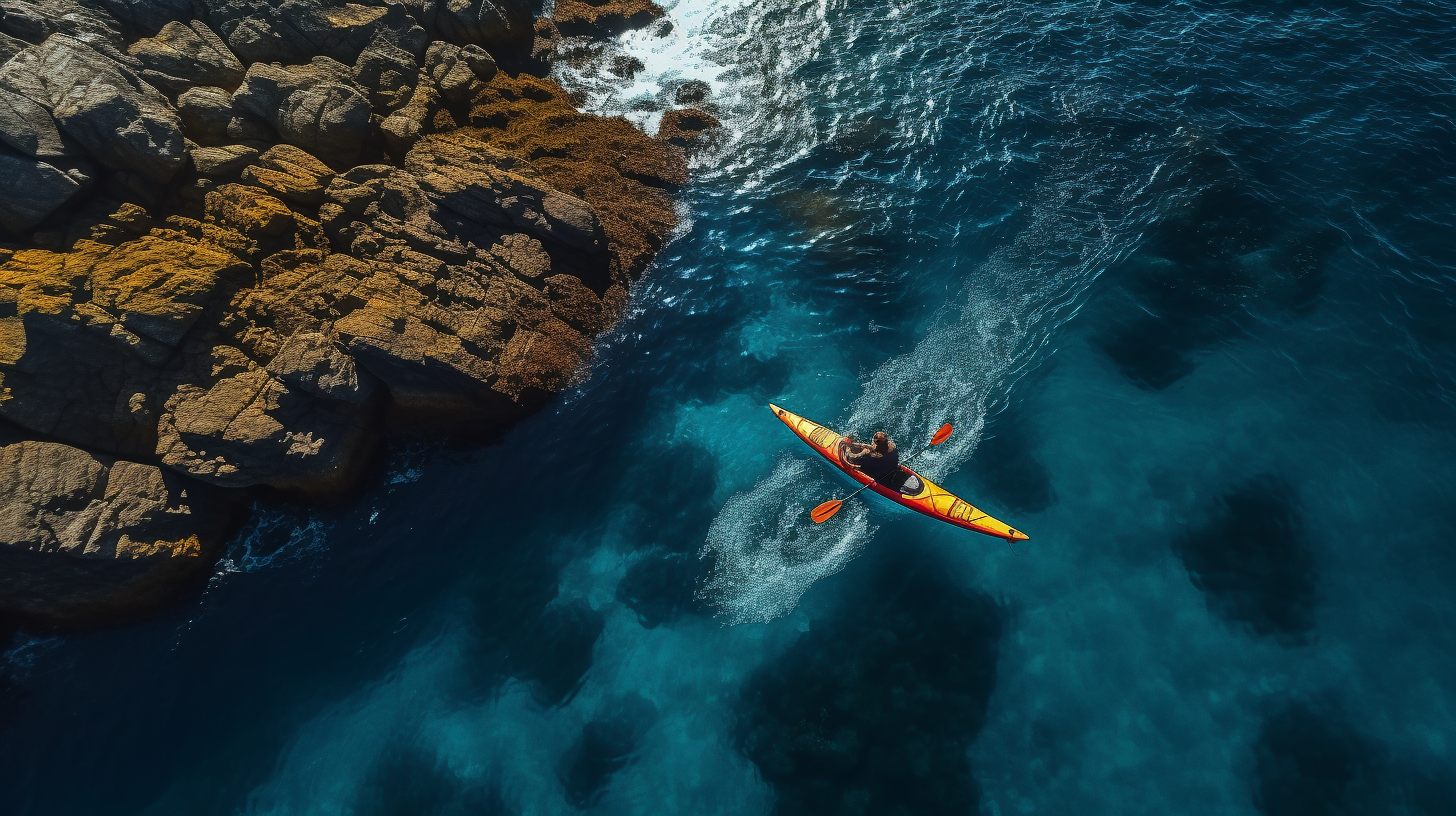 Two-person kayak in stunning blue water