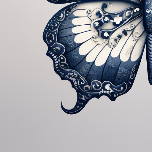 Blue and white butterfly with realistic and fantasy elements