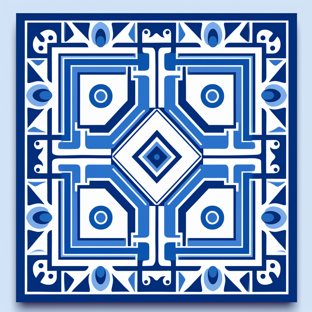 Blue and white Greek pattern