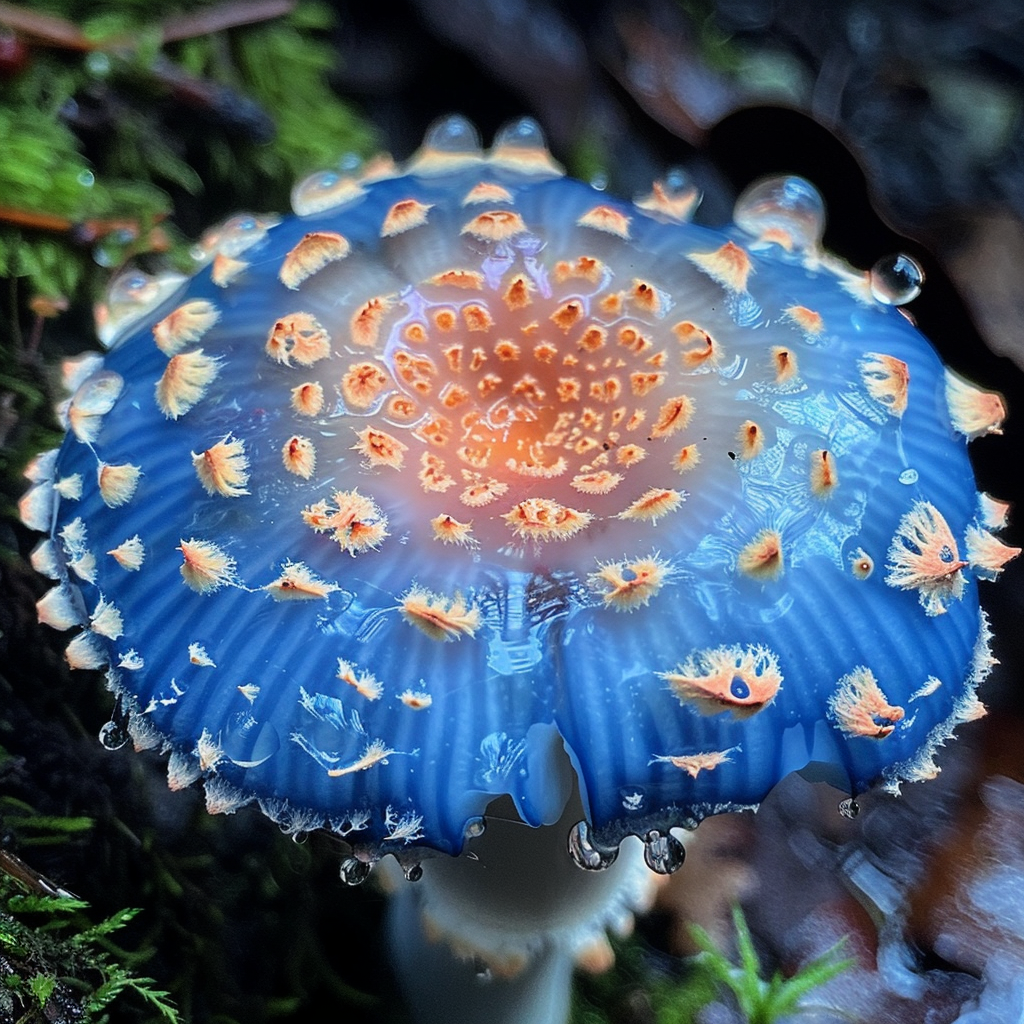 Beautiful Blue White Mushroom Fantasy