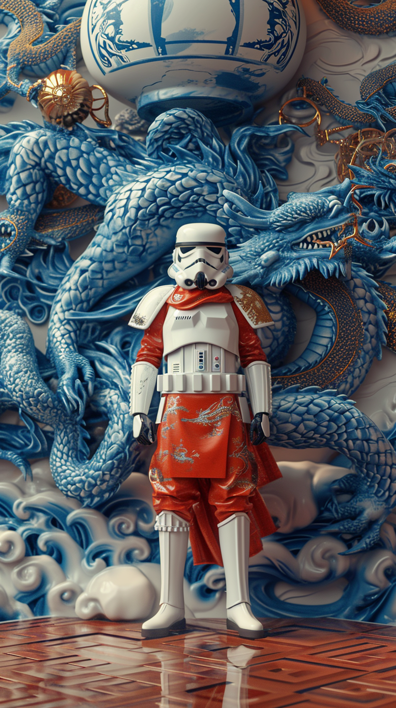 Blue White Porcelain Dragon Storm Trooper Armour