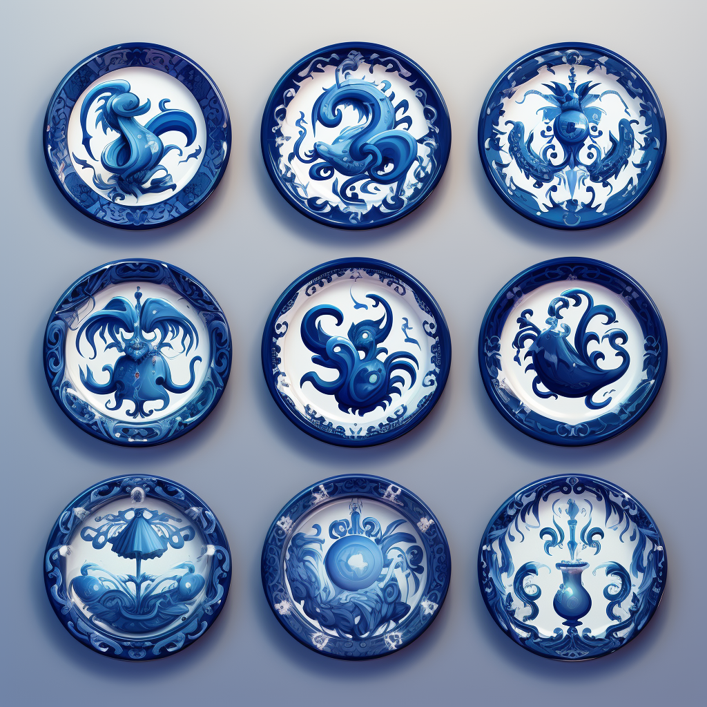 Blue and white Portuguese plates for display