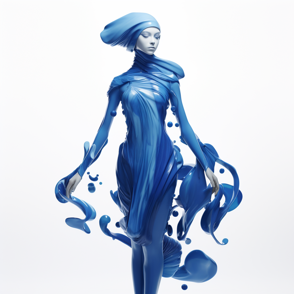 Blue Woman on White Background