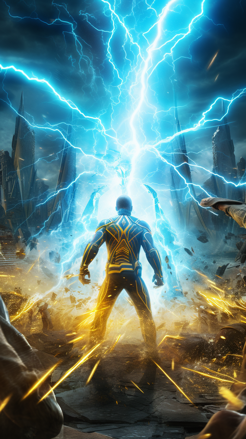 Lightning bolt in blue and yellow colors