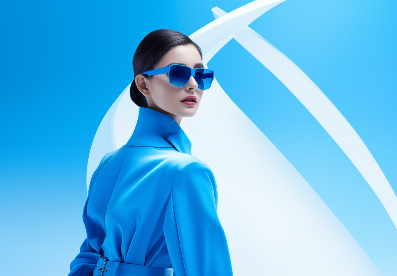 Promotional image with blue background and digital age minimalism