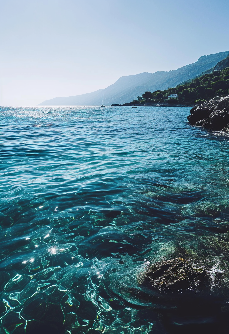 Tranquil blue sea with gentle waves