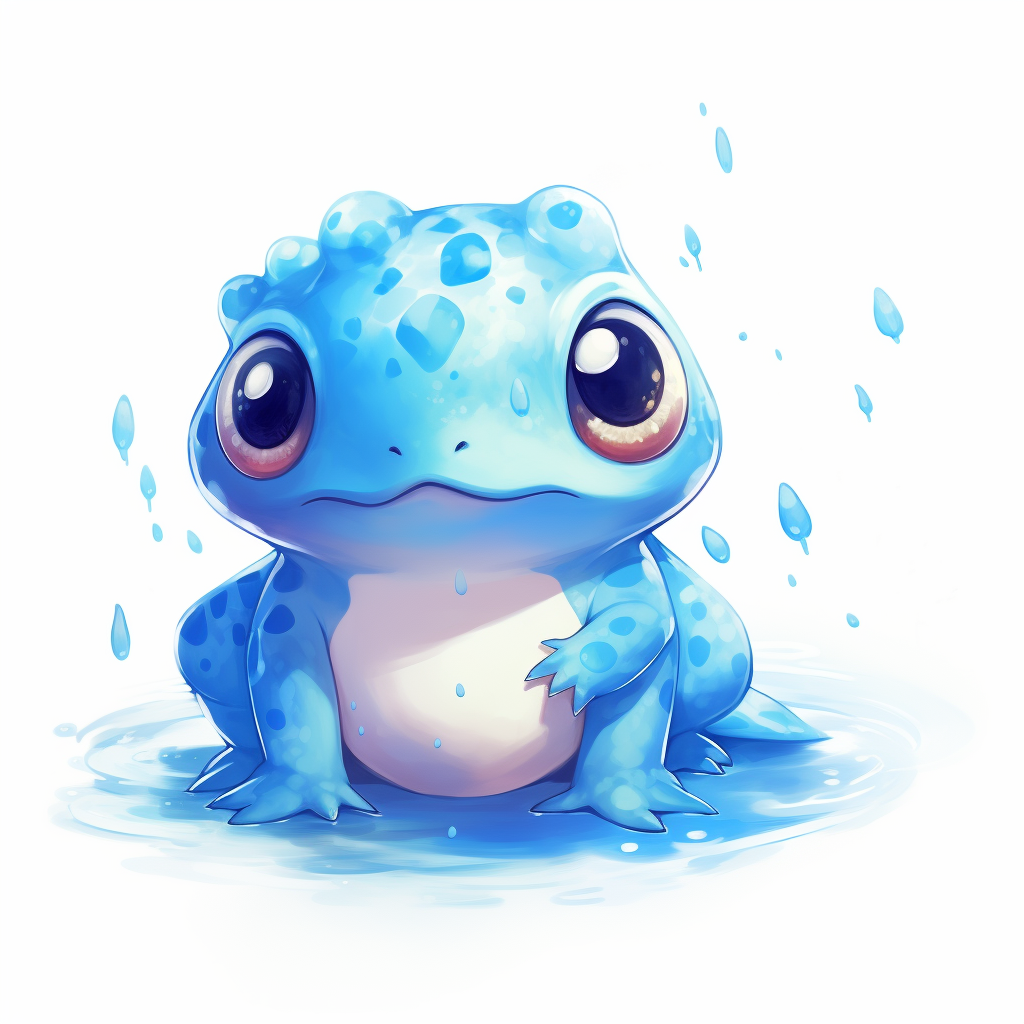 Cute blue frog mascot character