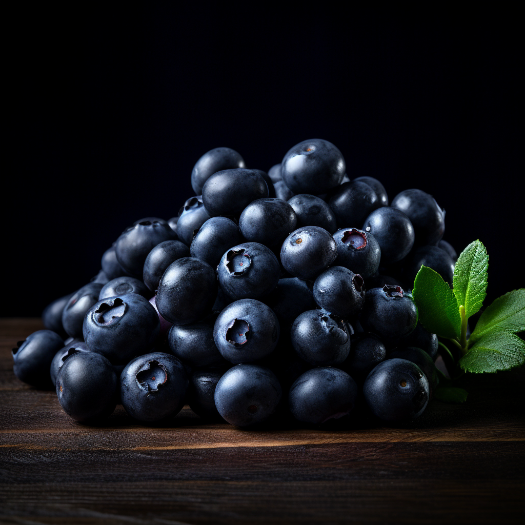 Small Blueberries on Wooden Table