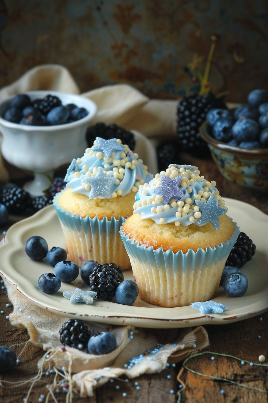 Blueberry Cupcake Sugar Sprinkles Plate