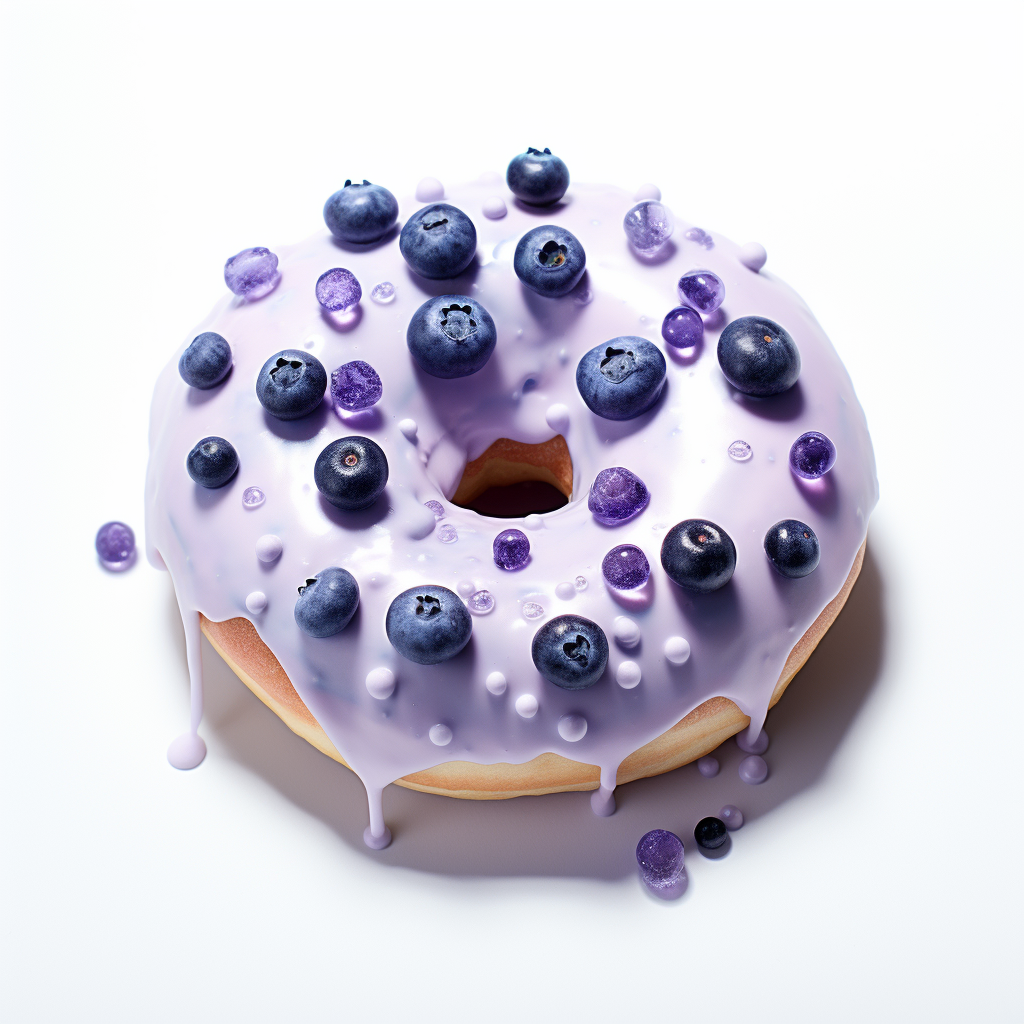 Blueberry donut on white background