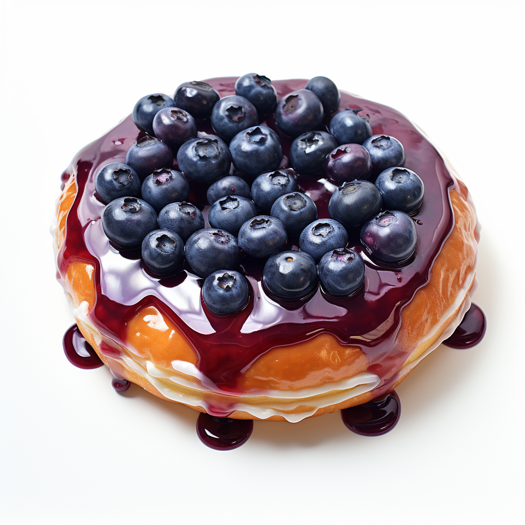 Scrumptious blueberry jam donut on white background