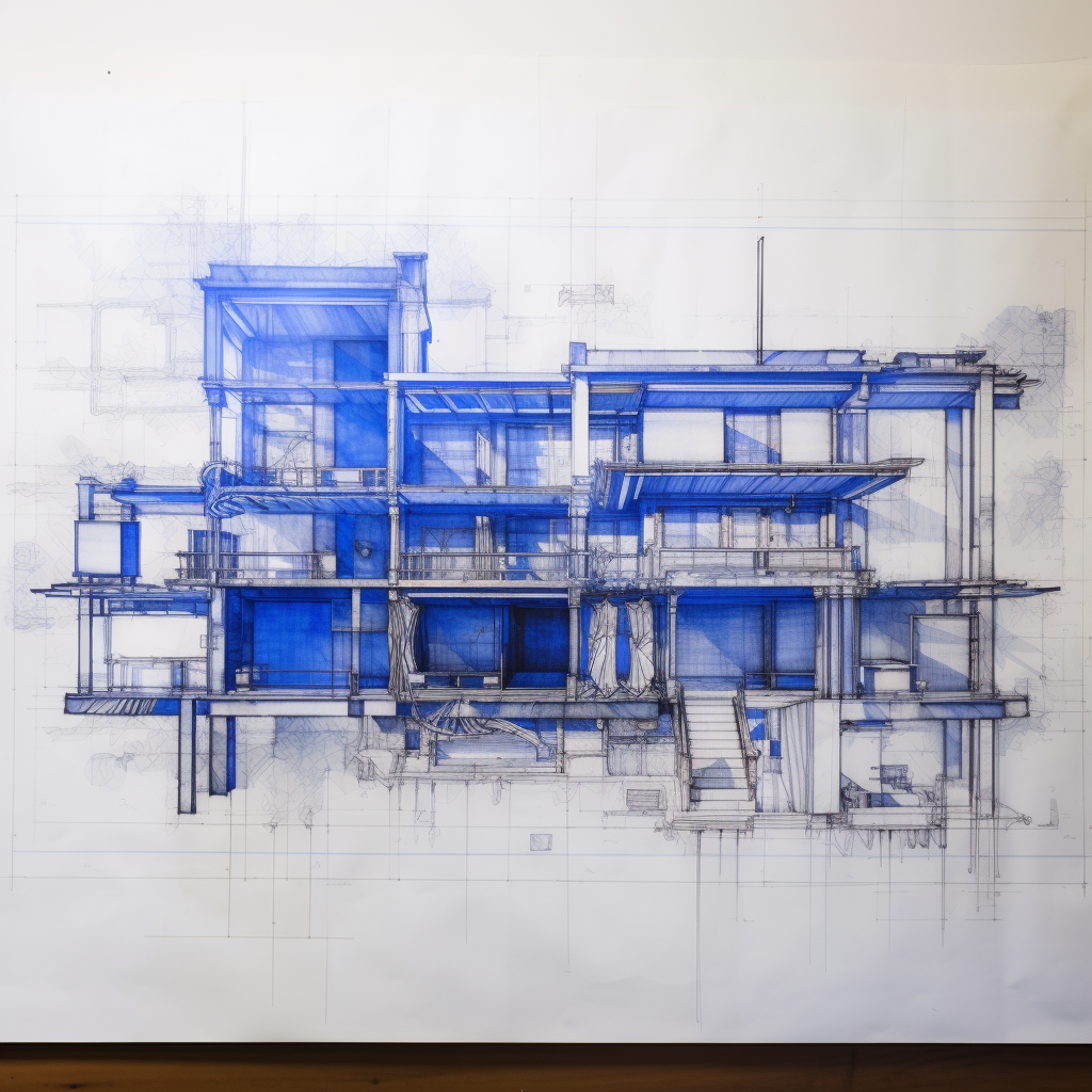 Blueprints of house foundation design