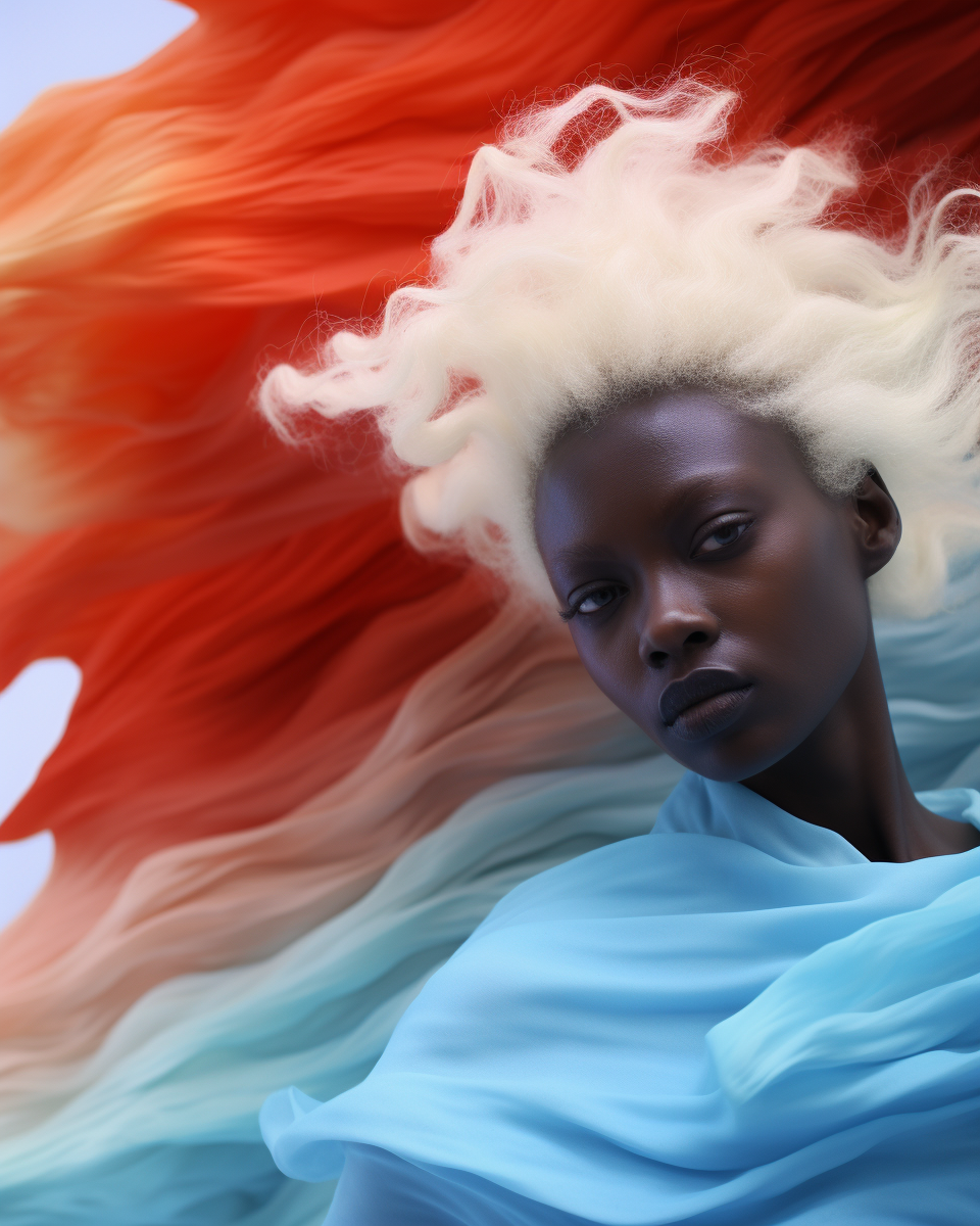 Fashion models merging into oceanic waves