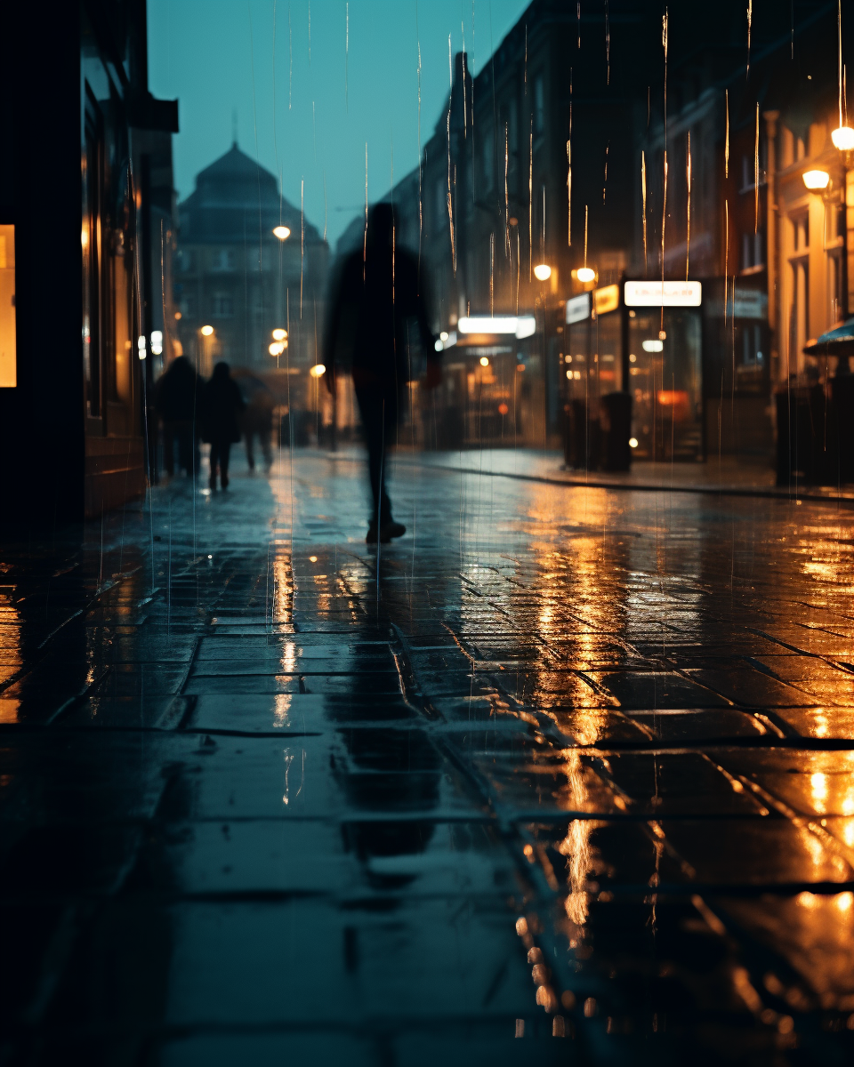 People walking in the rain