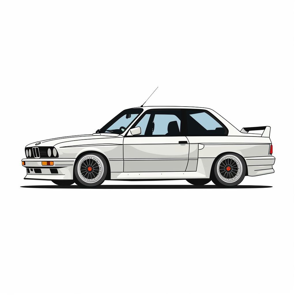 Cartoon of a lowered BMW E30 M3