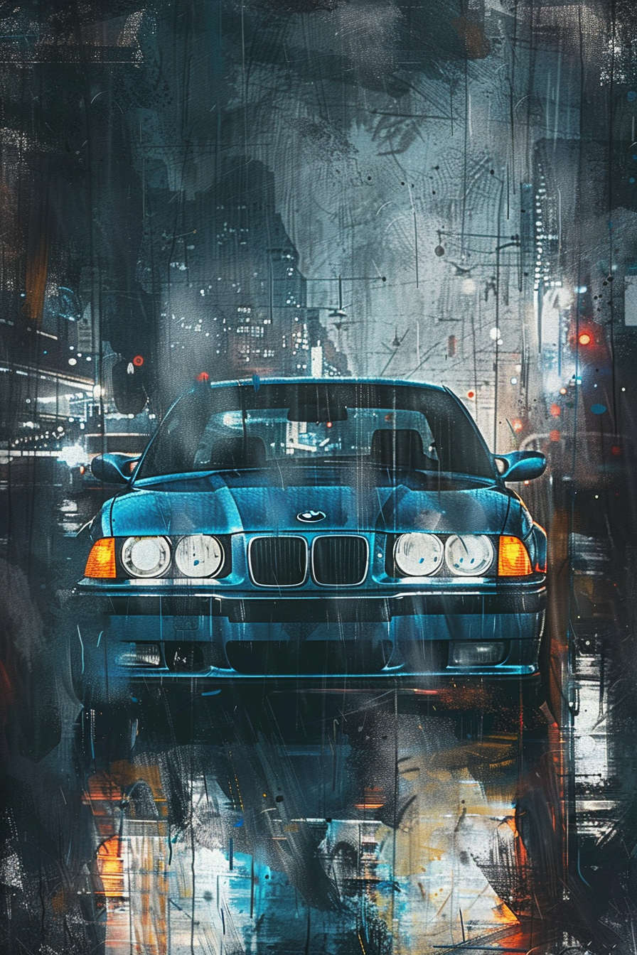 Dark Blue BMW E36 Art