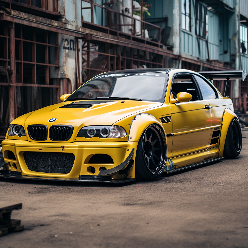 Yellow BMW M3 with Widebody Kit