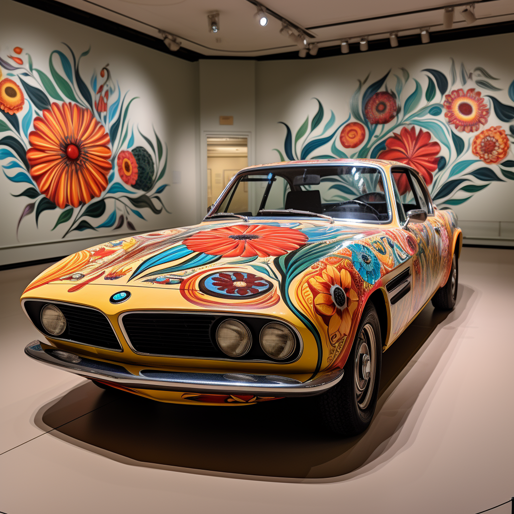 BMW Series 8 Sports Car with Unique Floral and Skull Design