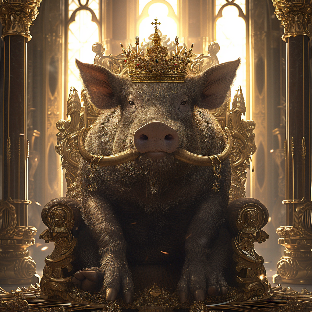 Boar with Crown on Throne