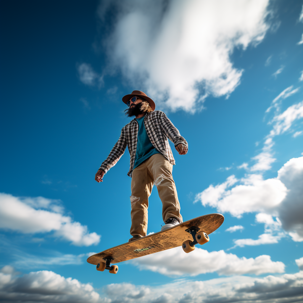 Skater holding skateboard against sky